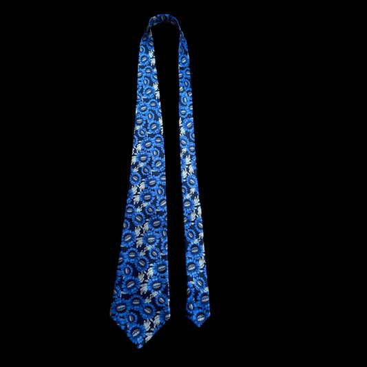 LANVIN Vintage Navy Blue Floral Crepe Silk Tie (10 cm by 147 cm)
