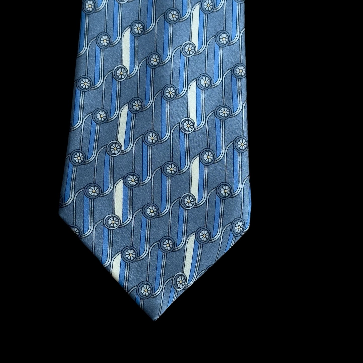 LANVIN Vintage Grey Abstract Crepe Silk Tie (9.6 cm by 151 cm)