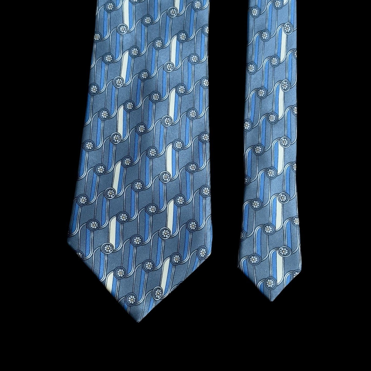 LANVIN Vintage Grey Abstract Crepe Silk Tie (9.6 cm by 151 cm)