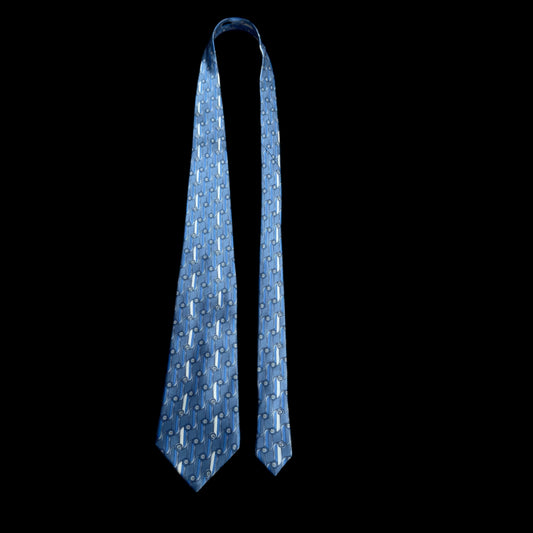 LANVIN Vintage Grey Abstract Crepe Silk Tie (9.6 cm by 151 cm)