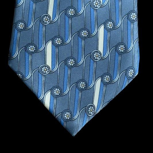 LANVIN Vintage Grey Abstract Crepe Silk Tie (9.6 cm by 151 cm)