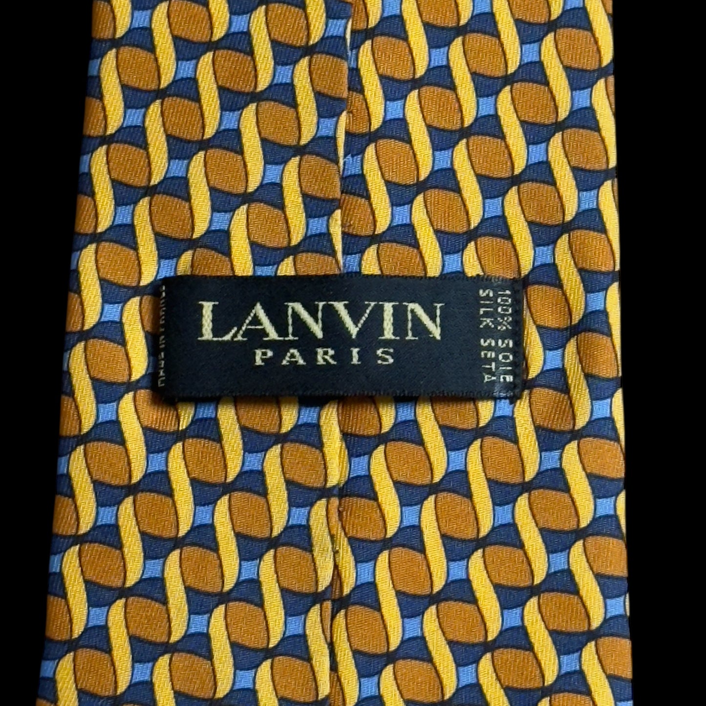 LANVIN Vintage Blue Abstract Silk Tie (9.3 cm by 147.5 cm)