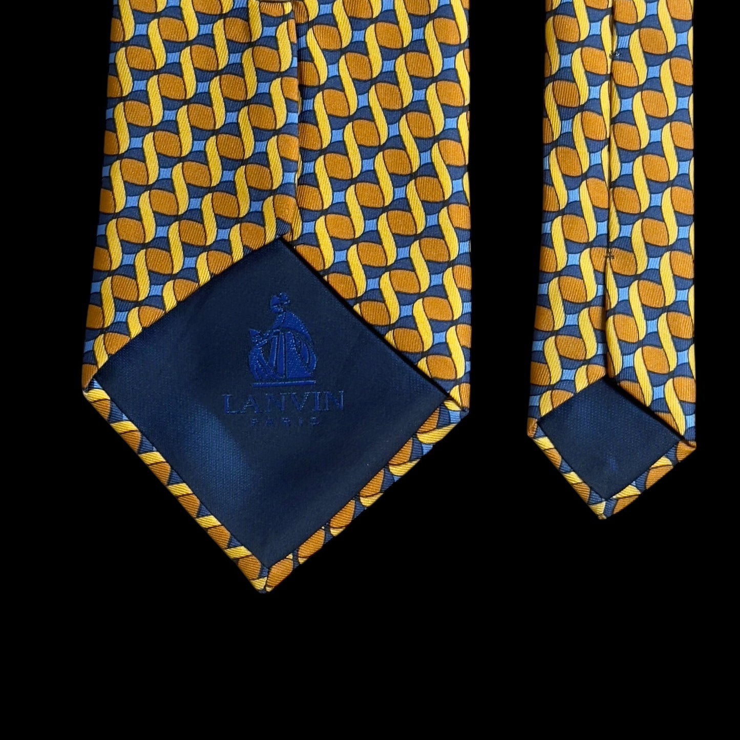 LANVIN Vintage Blue Abstract Silk Tie (9.3 cm by 147.5 cm)