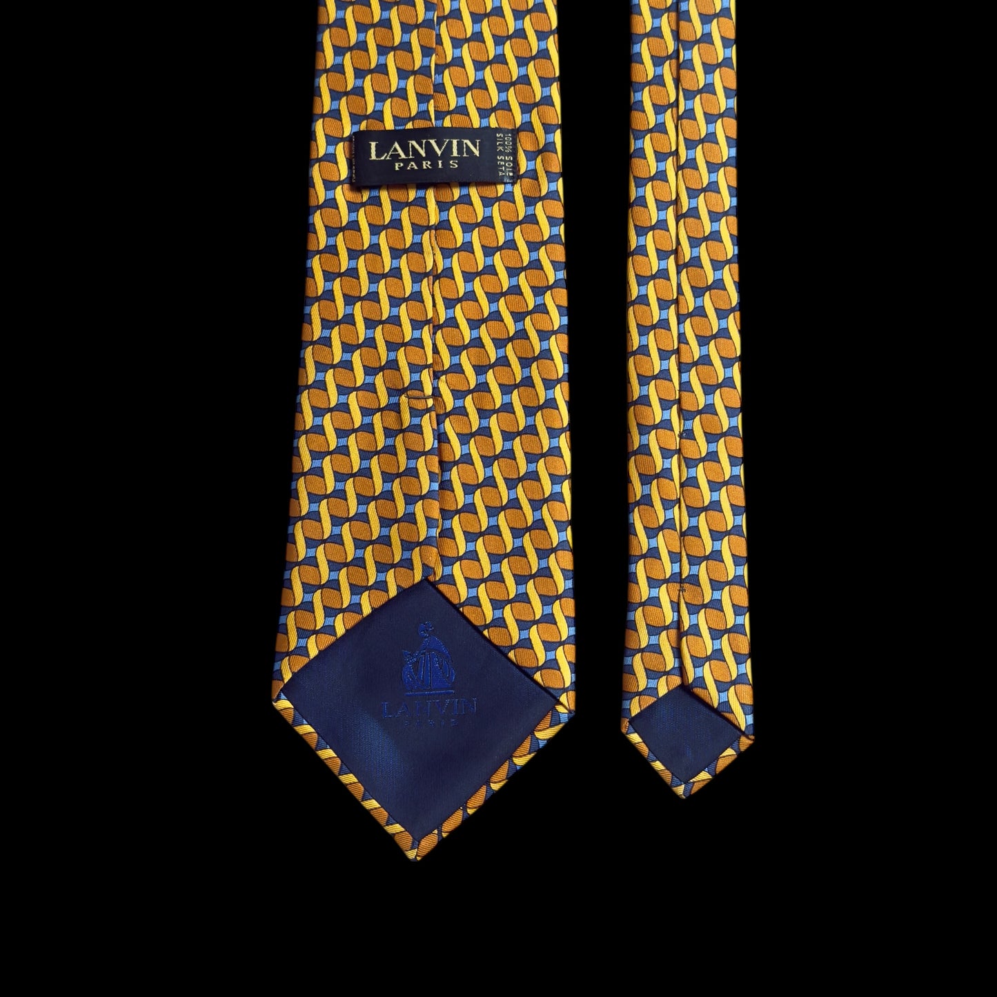 LANVIN Vintage Blue Abstract Silk Tie (9.3 cm by 147.5 cm)