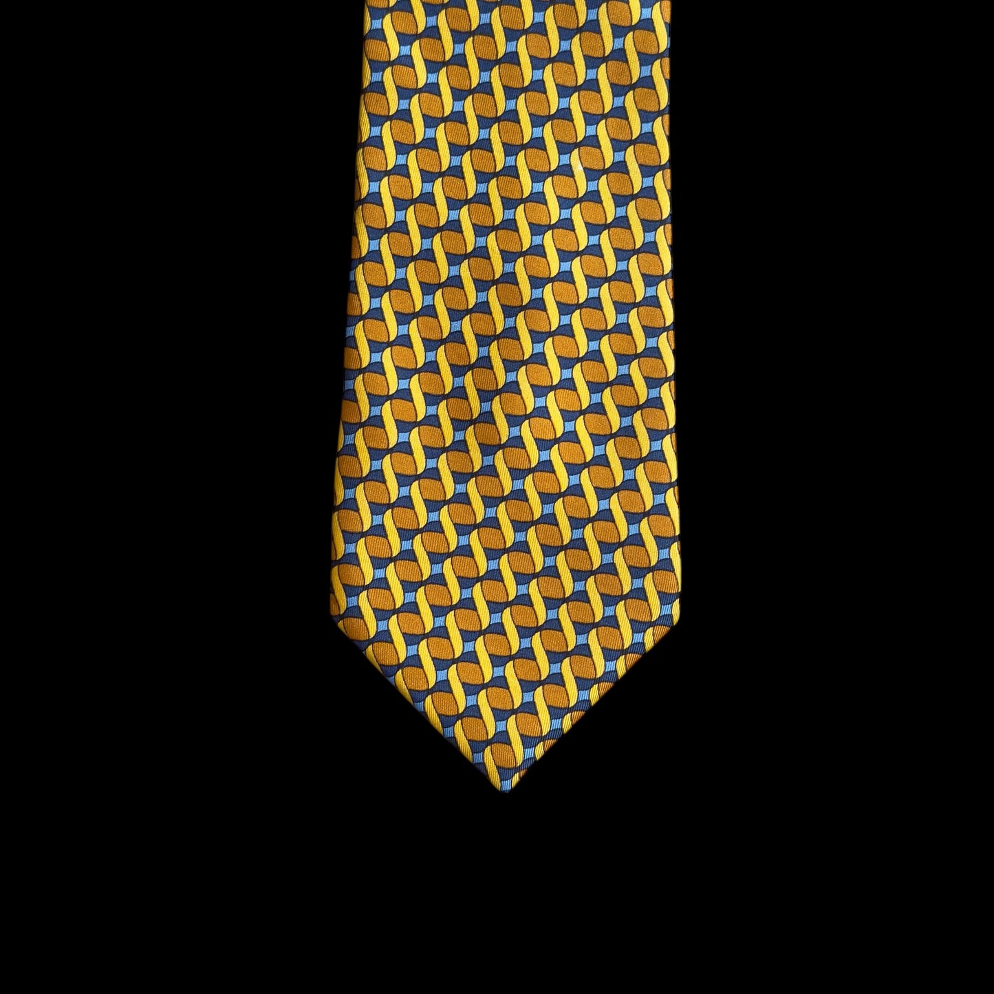 LANVIN Vintage Blue Abstract Silk Tie (9.3 cm by 147.5 cm)