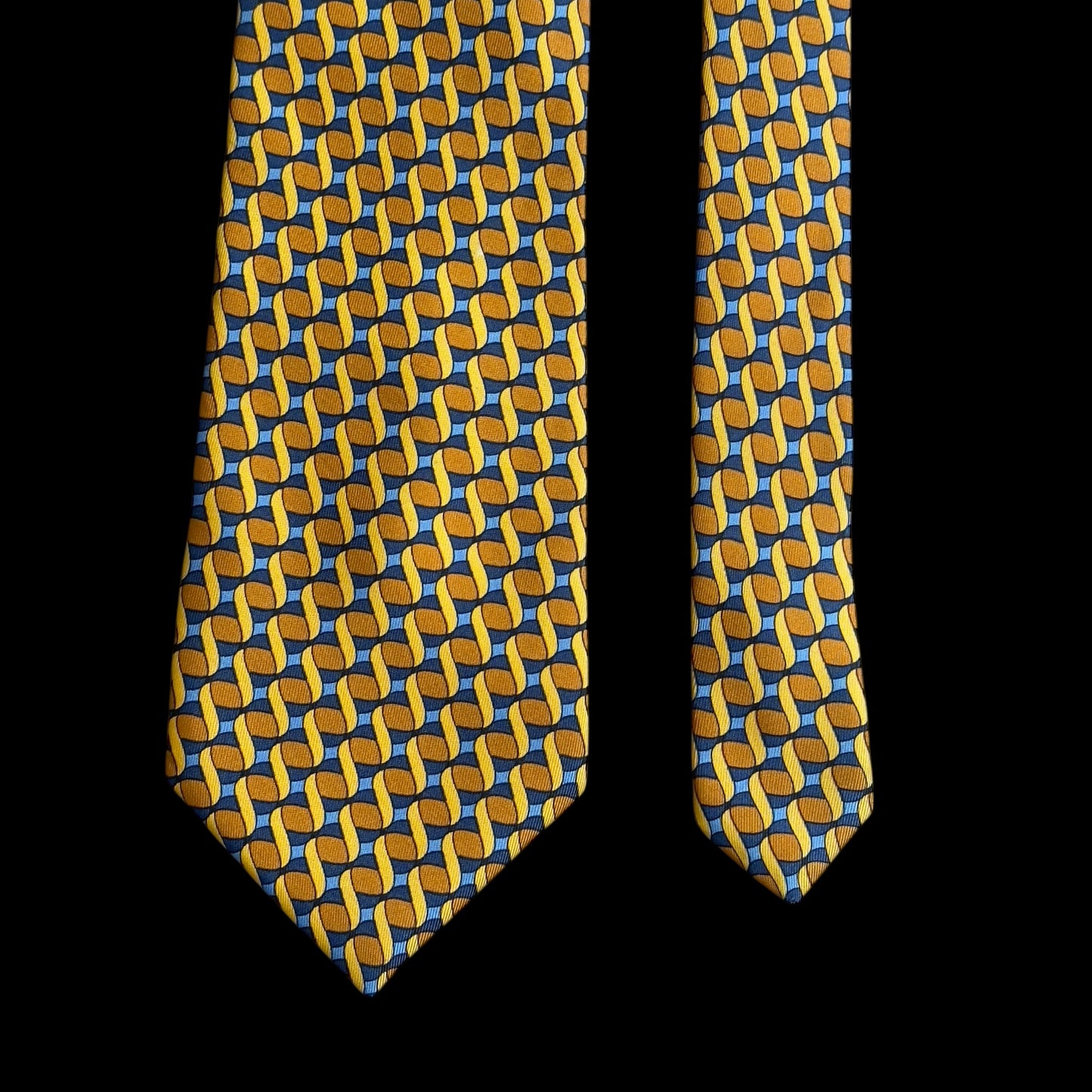 LANVIN Vintage Blue Abstract Silk Tie (9.3 cm by 147.5 cm)