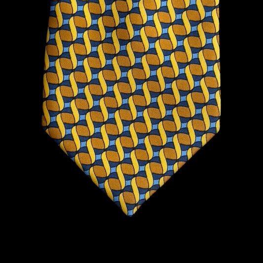 LANVIN Vintage Blue Abstract Silk Tie (9.3 cm by 147.5 cm)
