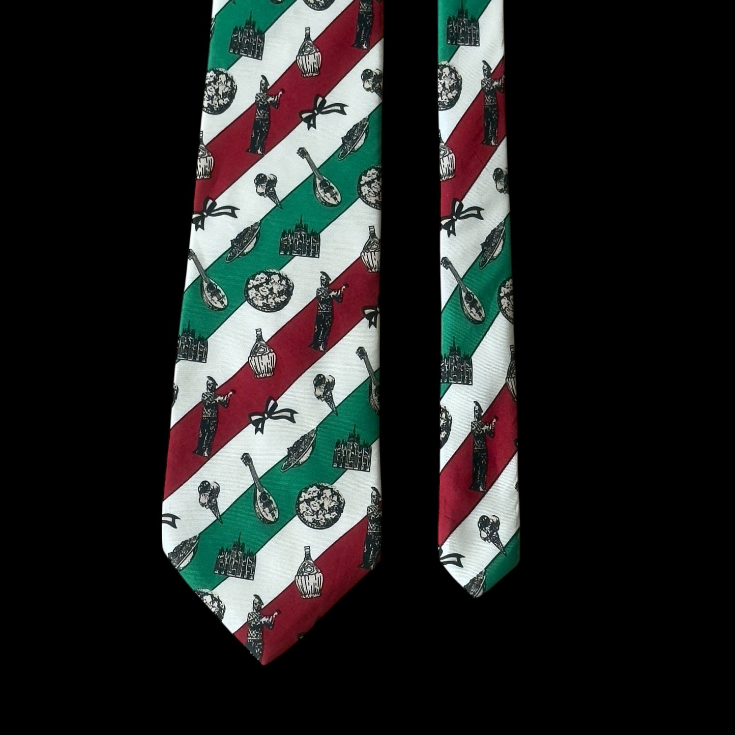 MOSCHINO Vintage Off White Novelty/Stripes Silk Tie (10.1 cm by 148.5 cm) Bit Wider Front Size