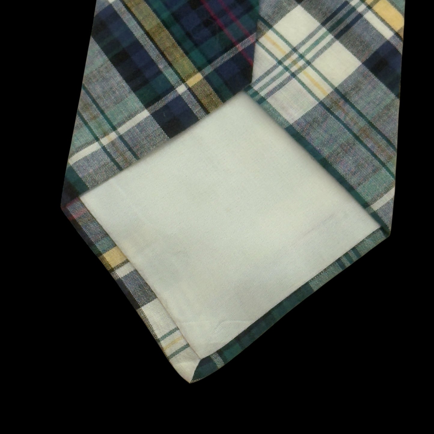 POLO by RL Vintage White Plaid Cotton Tie (10.1 cm by 146.5 cm) Bit Wider Front Size