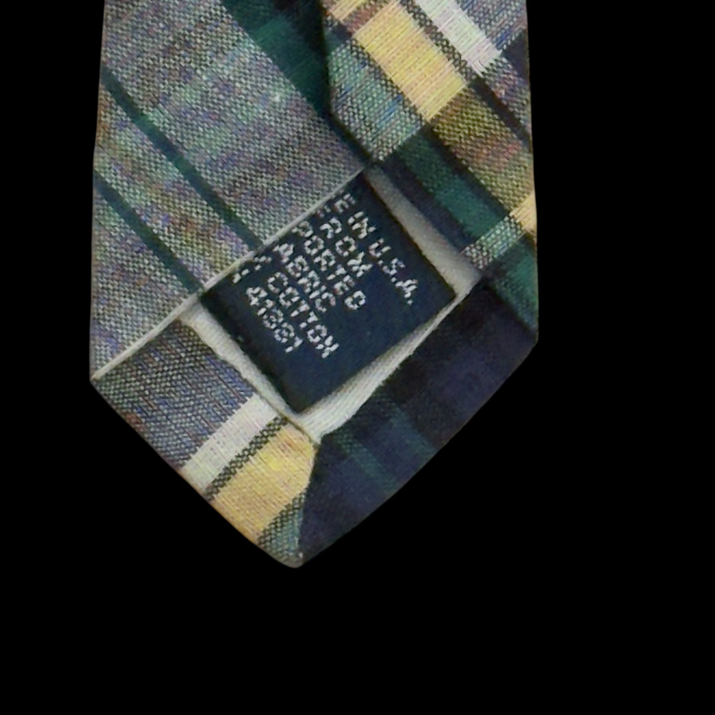 POLO by RL Vintage White Plaid Cotton Tie (10.1 cm by 146.5 cm) Bit Wider Front Size