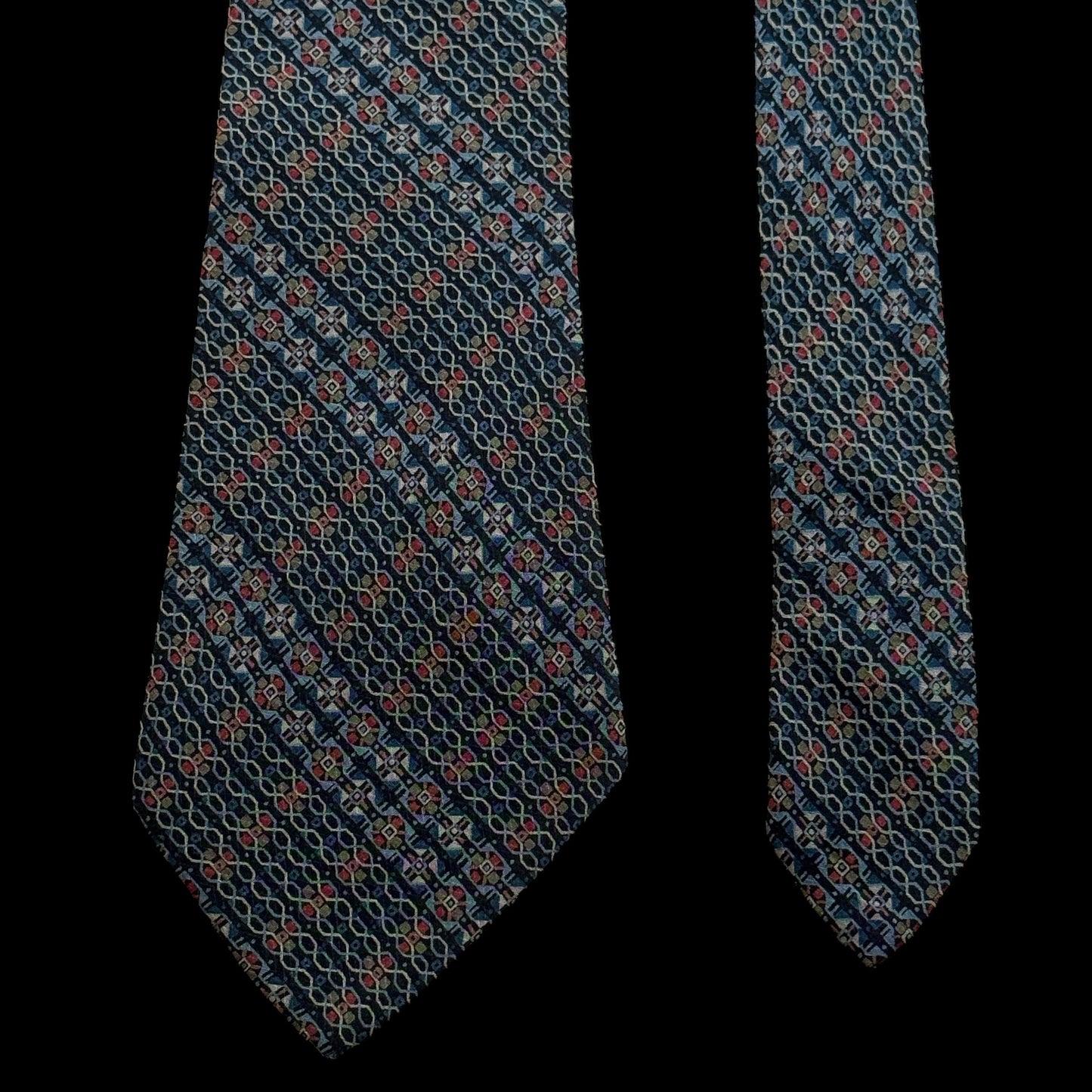 YSL Vintage Black Abstract Crepe Silk Tie (9 cm by 139 cm)