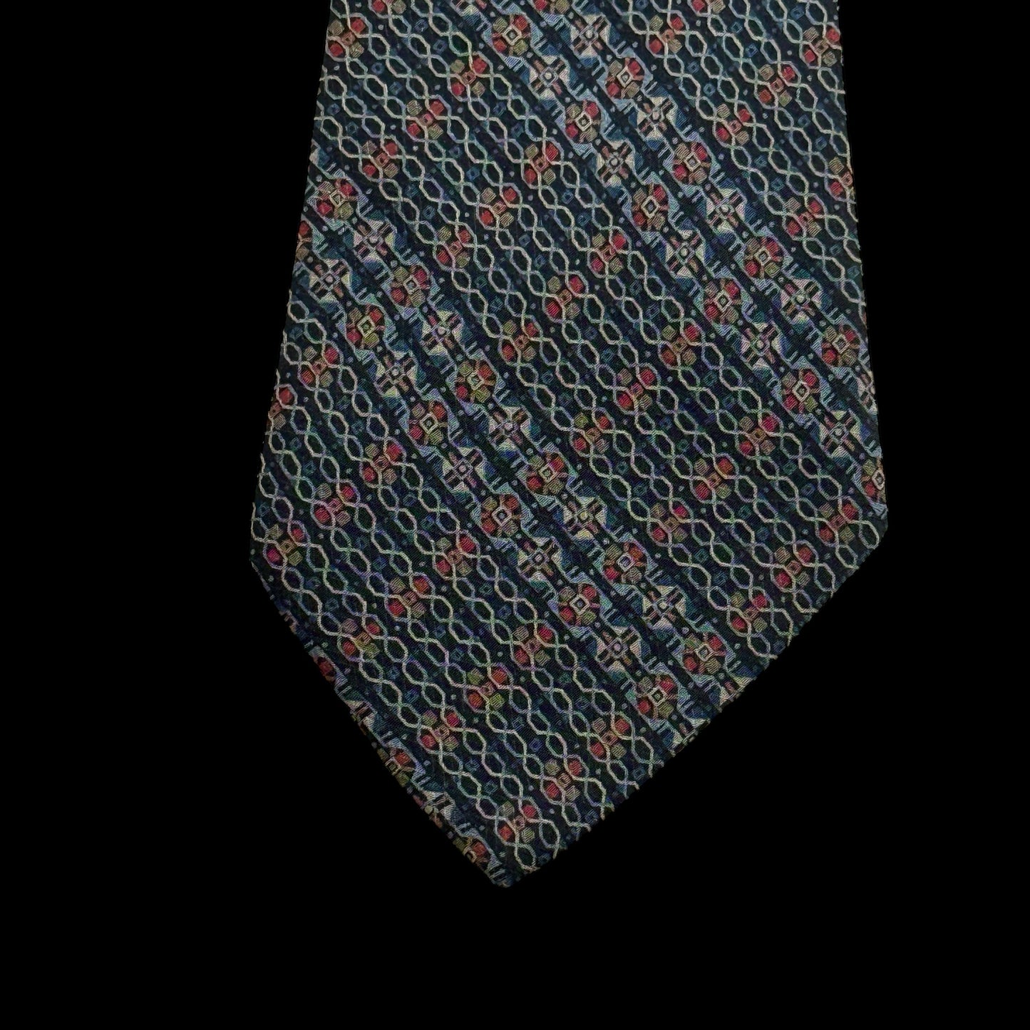 YSL Vintage Black Abstract Crepe Silk Tie (9 cm by 139 cm)