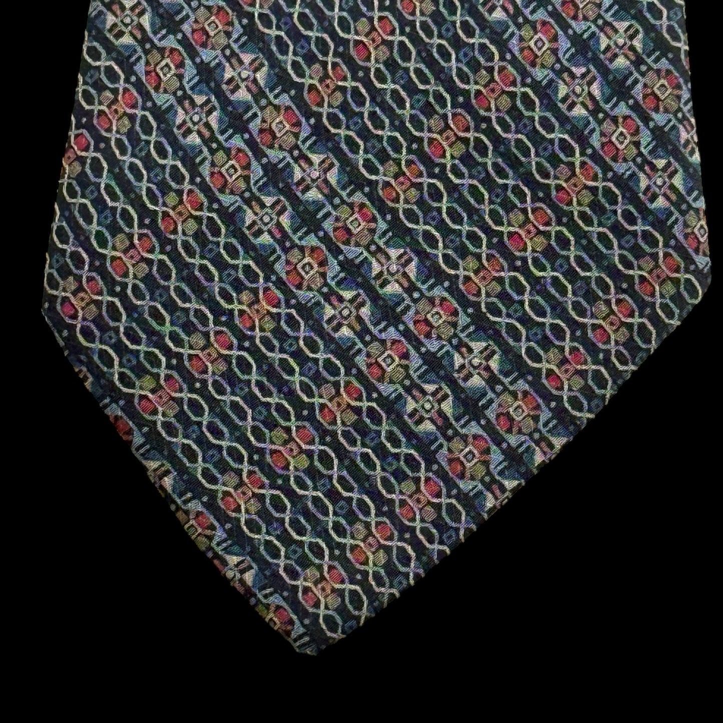 YSL Vintage Black Abstract Crepe Silk Tie (9 cm by 139 cm)