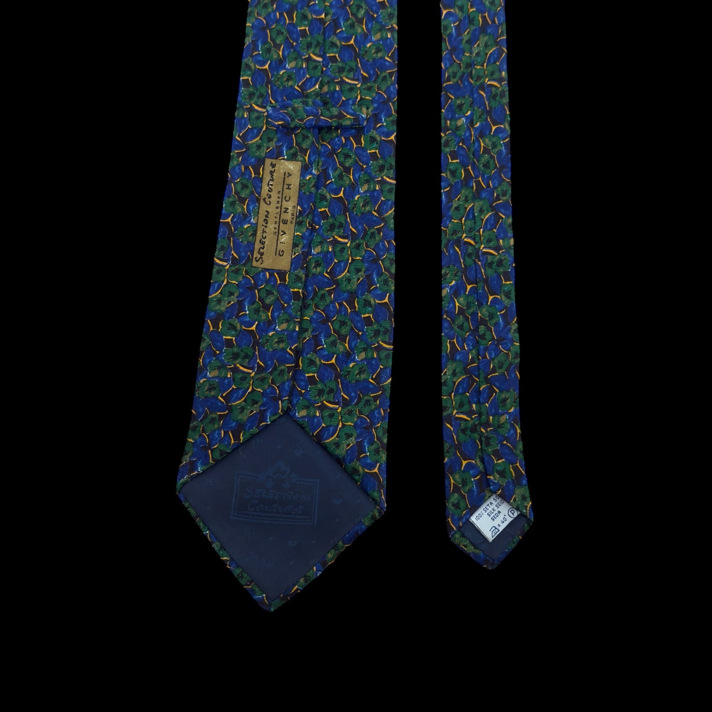 GIVENCHY Vintage Electric Blue Floral Crepe Silk Tie (9.3 cm by 149 cm)