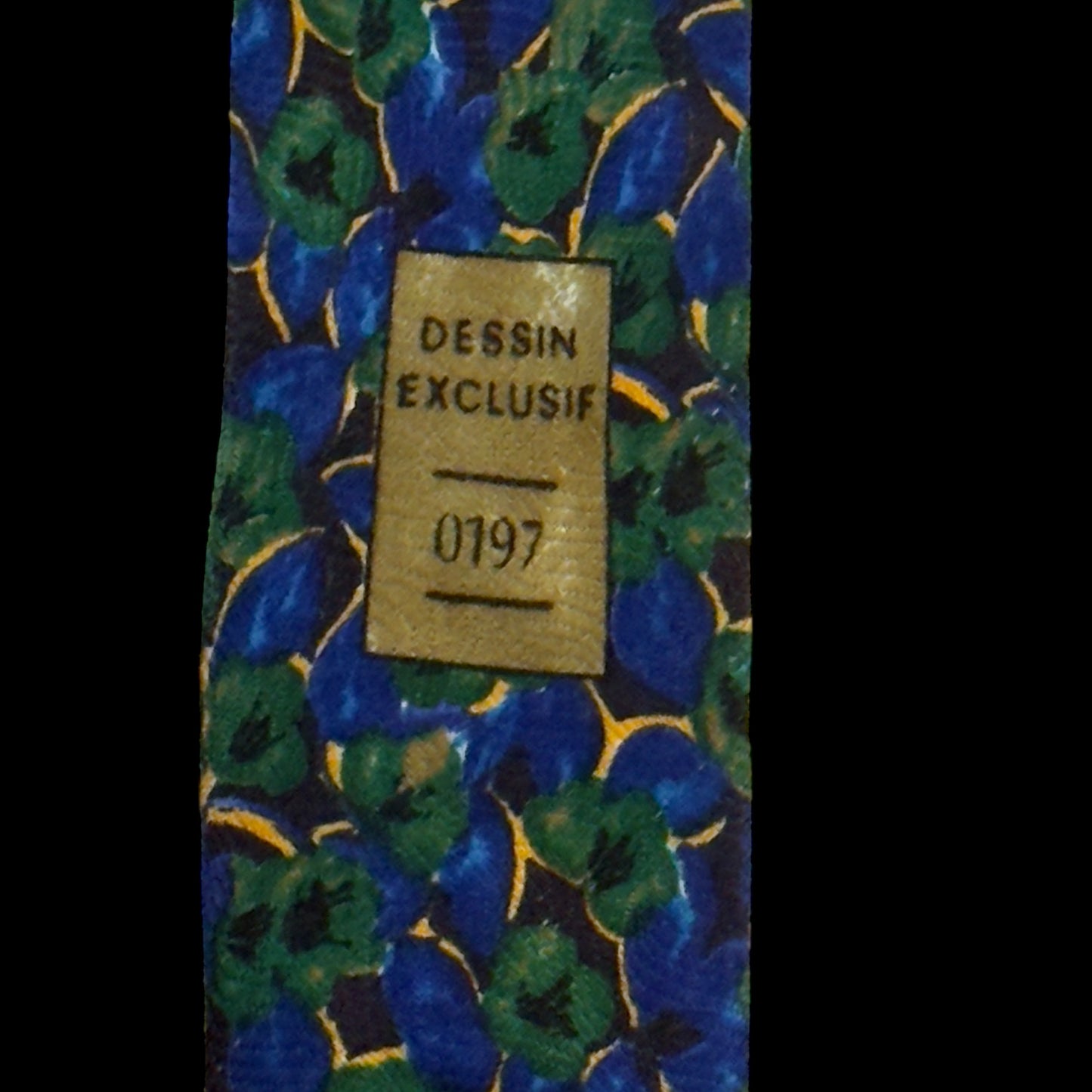 GIVENCHY Vintage Electric Blue Floral Crepe Silk Tie (9.3 cm by 149 cm)