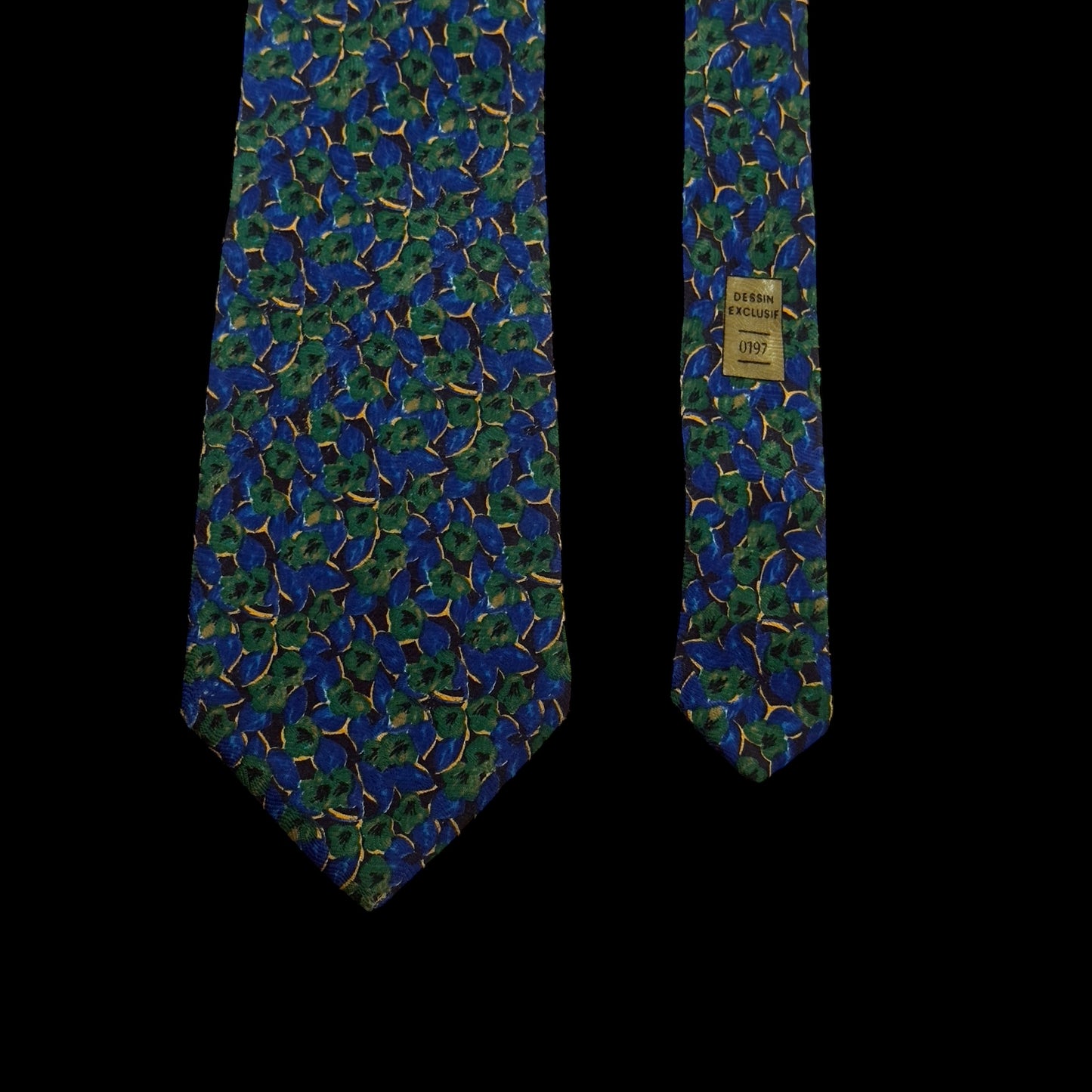 GIVENCHY Vintage Electric Blue Floral Crepe Silk Tie (9.3 cm by 149 cm)