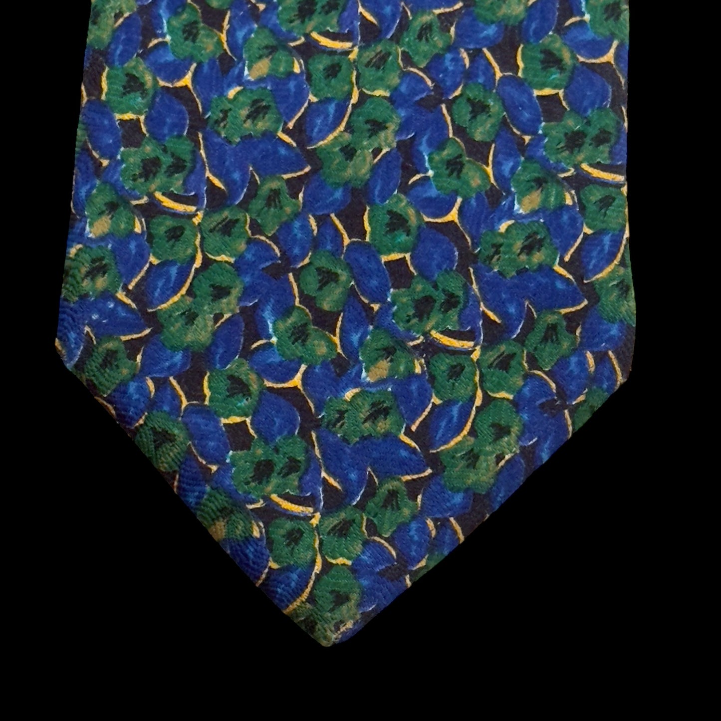 GIVENCHY Vintage Electric Blue Floral Crepe Silk Tie (9.3 cm by 149 cm)