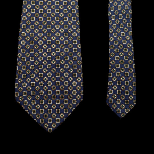 NINA RICCI Vintage Navy Blue Floral Dots Silk Tie (9.5 cm by 151 cm)