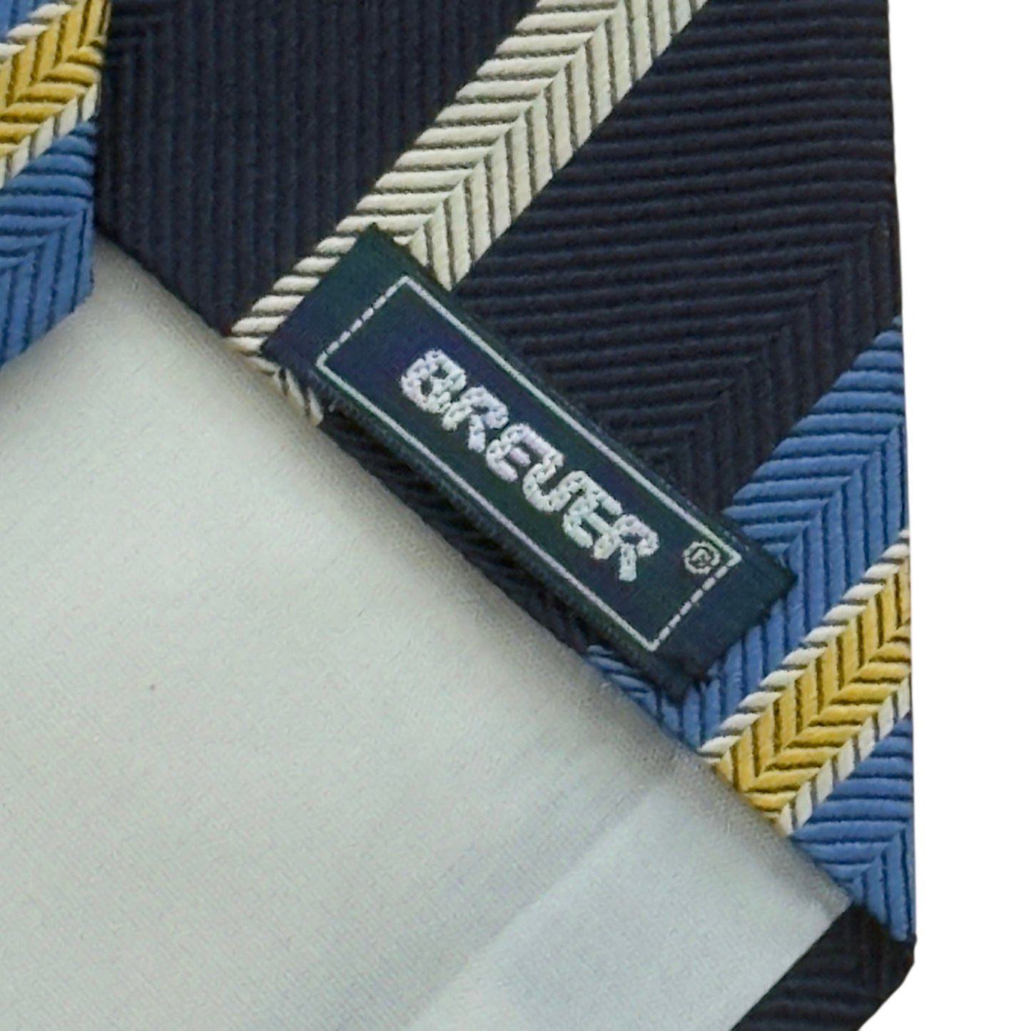 BREUER Vintage Navy Blue Stripes Silk Tie (10 cm by 149.5 cm)