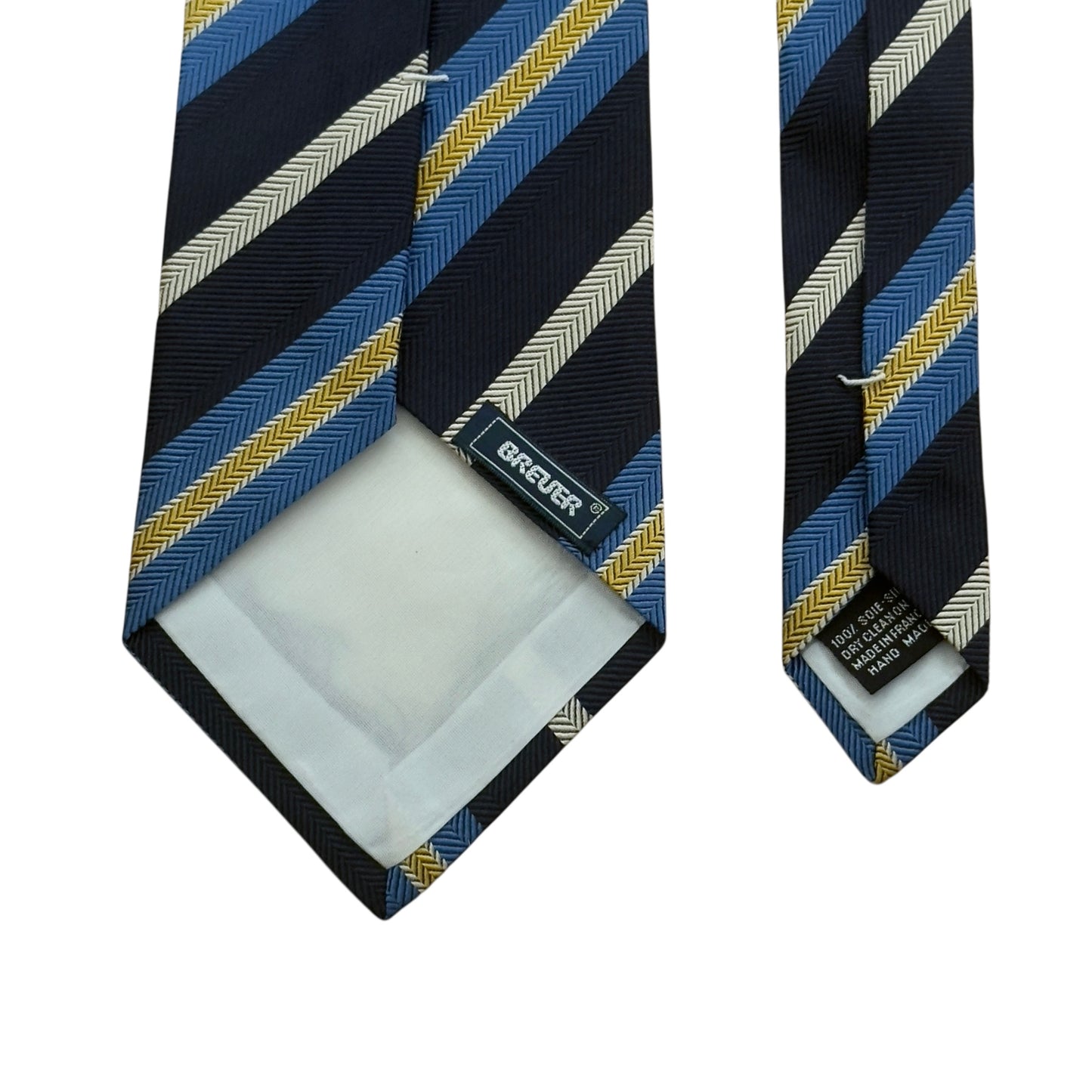 BREUER Vintage Navy Blue Stripes Silk Tie (10 cm by 149.5 cm)