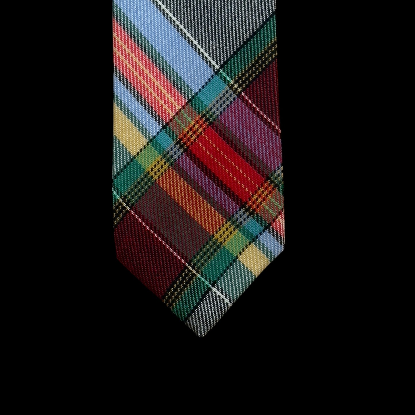 KENZO Vintage Green Tartan Wool Tie (7 cm by 143.5 cm)