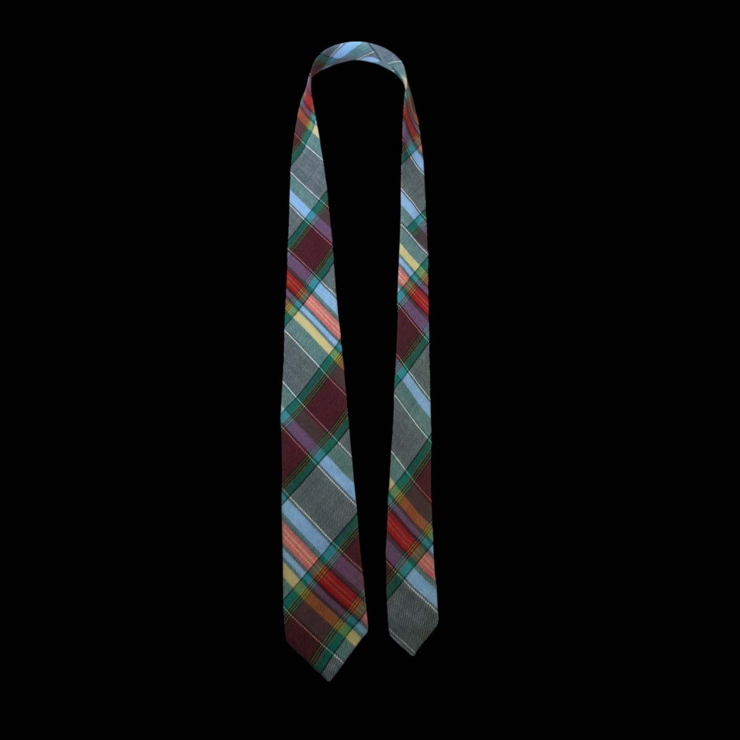 KENZO Vintage Green Tartan Wool Tie (7 cm by 143.5 cm)