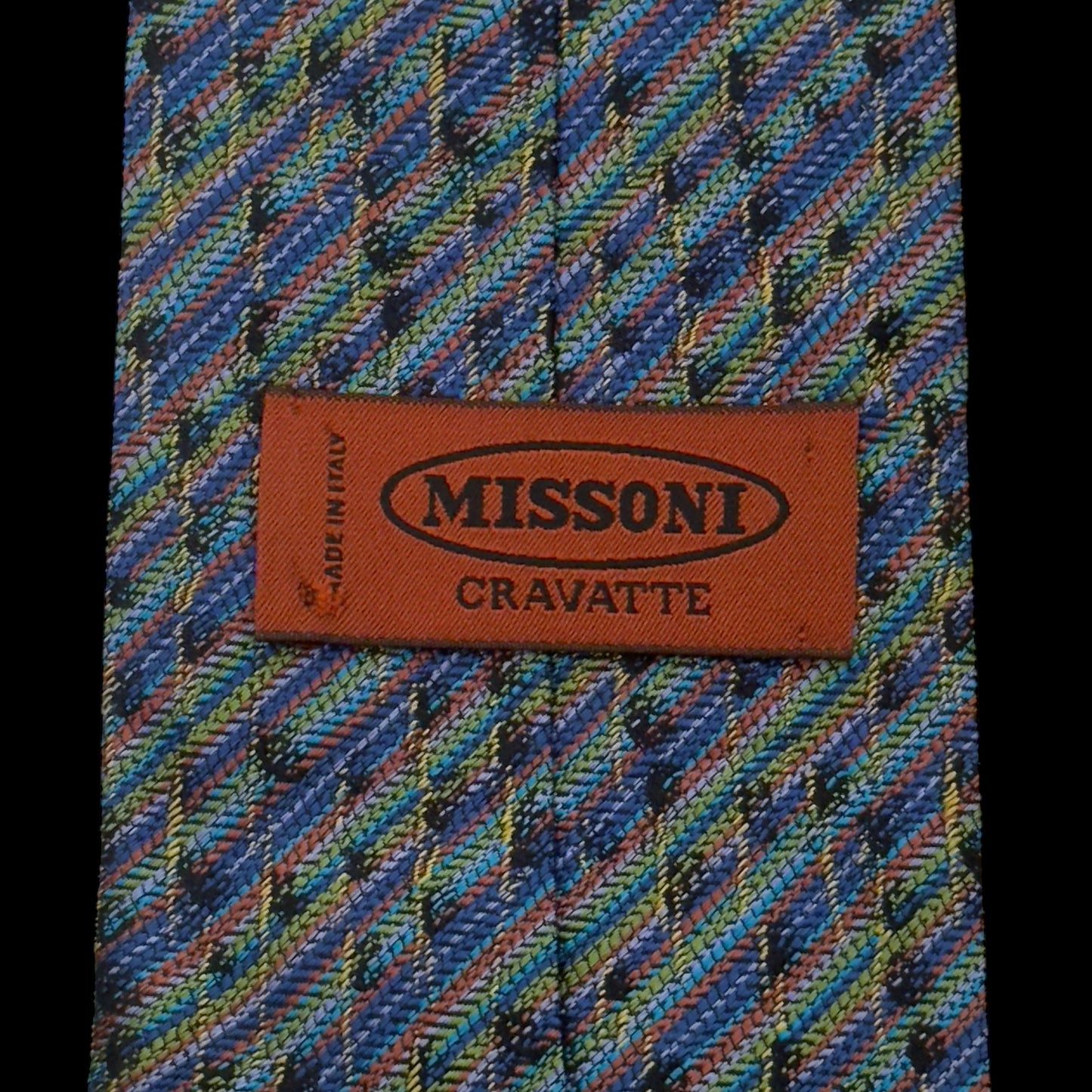 MISSONI Vintage Lime Green Geometric Silk Tie (9.3 cm by 144 cm)