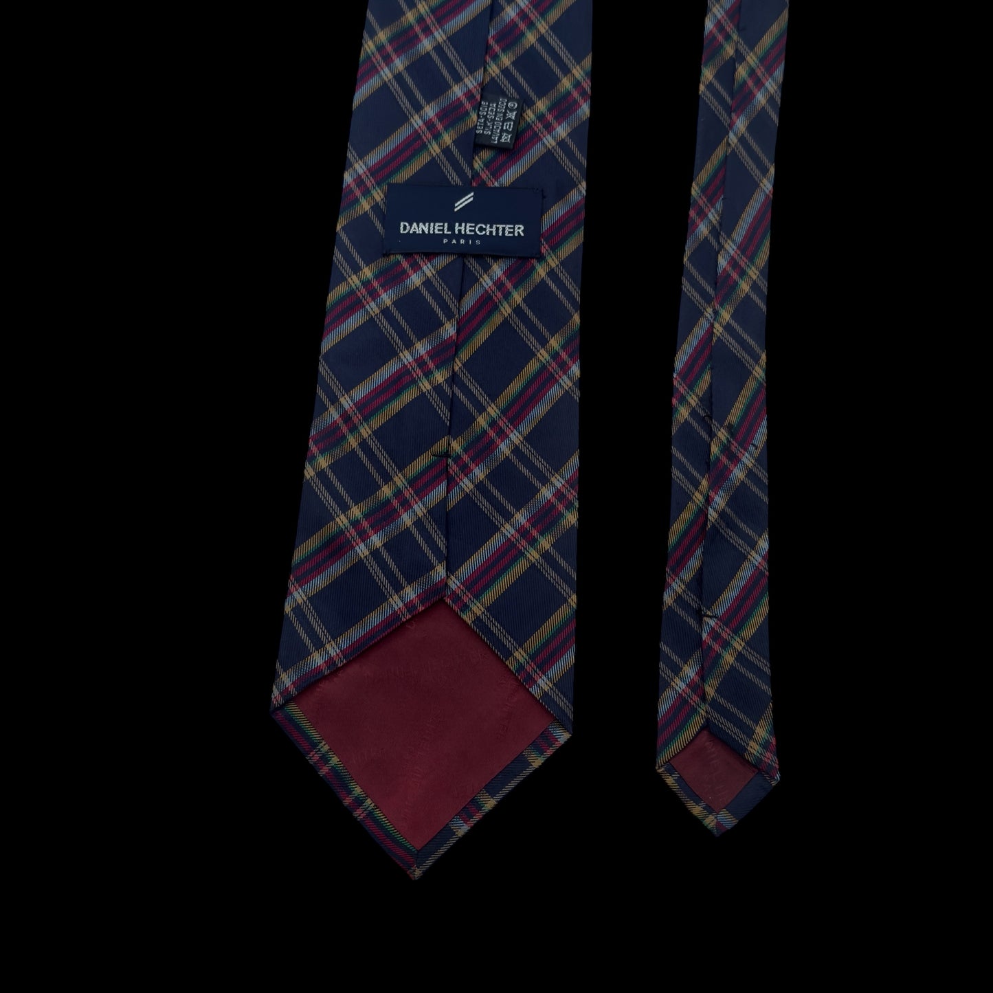 DANIEL HECHTER Vintage Navy Blue Tartan Silk Tie (10.1 cm by 148.5 cm)