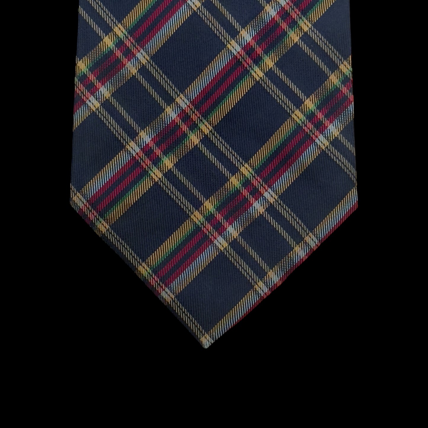 DANIEL HECHTER Vintage Navy Blue Tartan Silk Tie (10.1 cm by 148.5 cm)