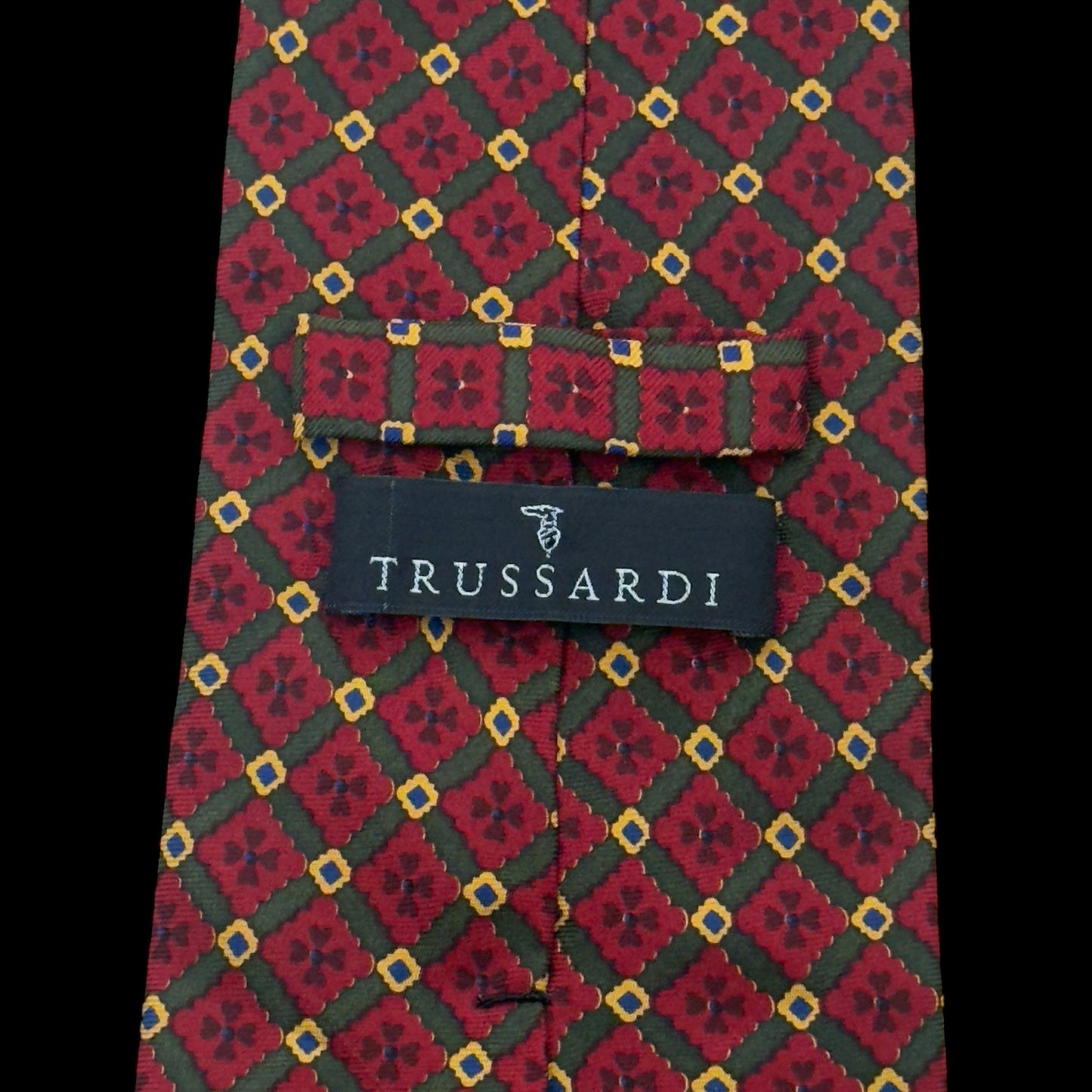 TRUSSARDI Vintage Burgundy Floral Silk Tie (9.8 cm by 147.5 cm)
