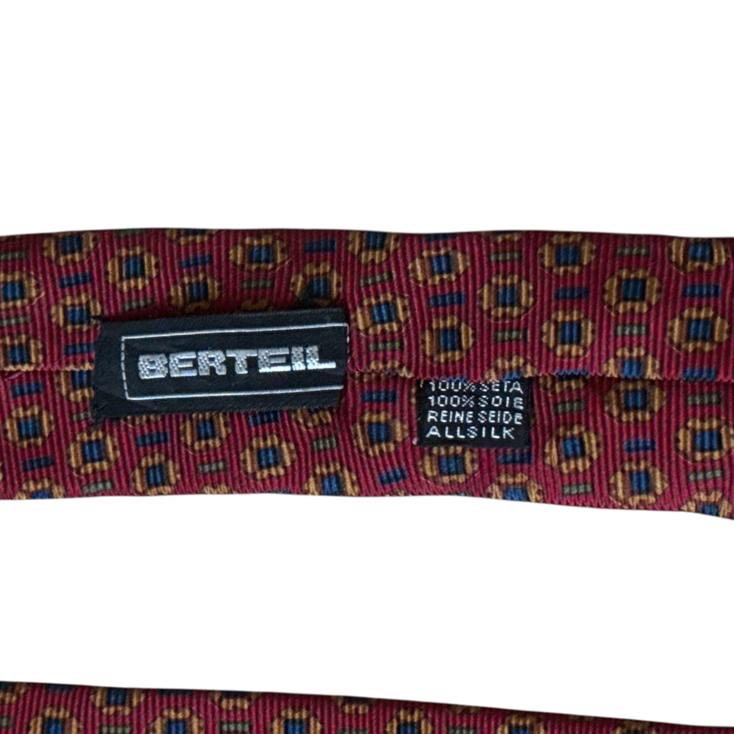 BERTEIL Vintage Burgundy Geometric Dots Silk Tie (10 cm by 151 cm)