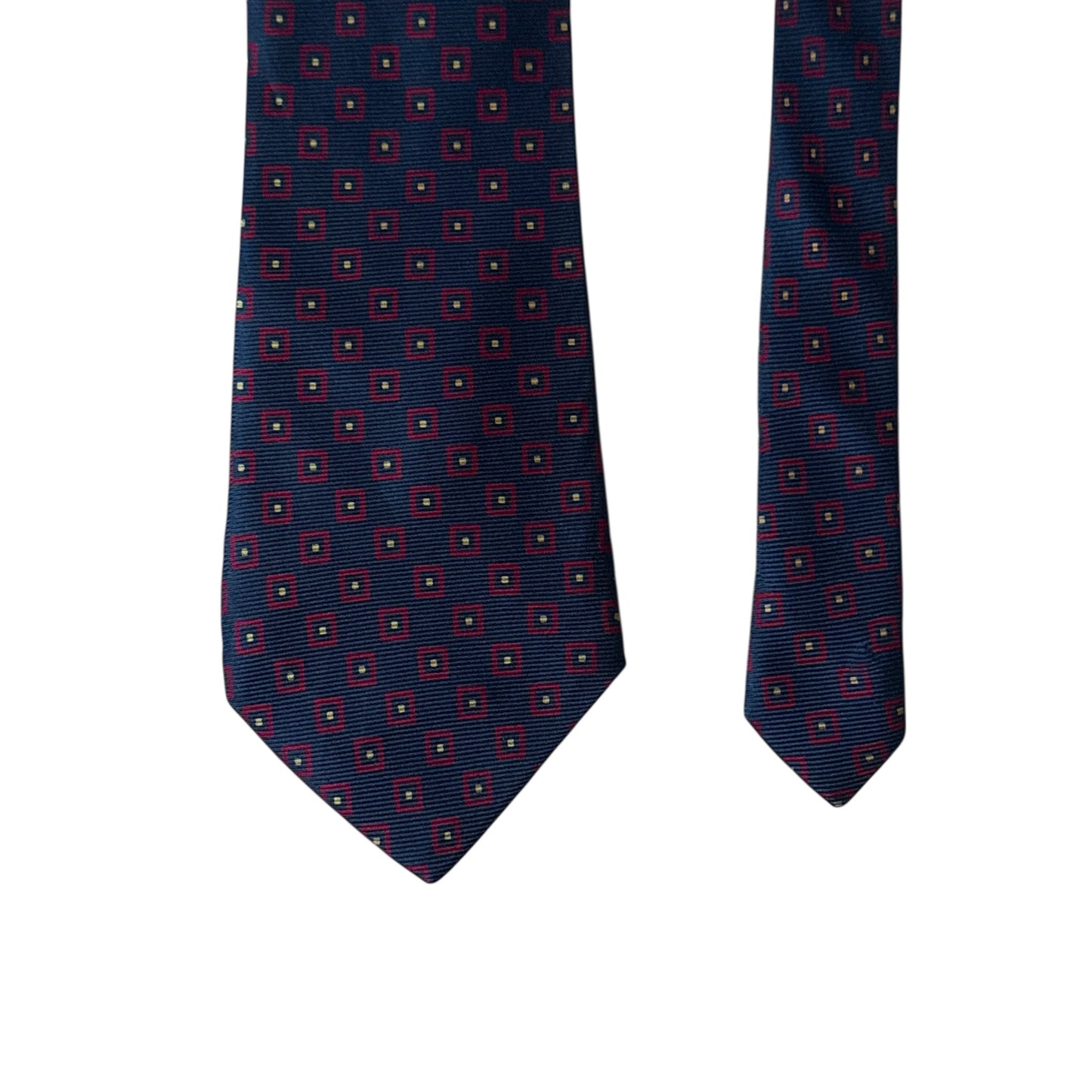 BERTEIL Vintage Navy Blue Geometric Dots Silk Tie (10.2 cm by 153 cm)
