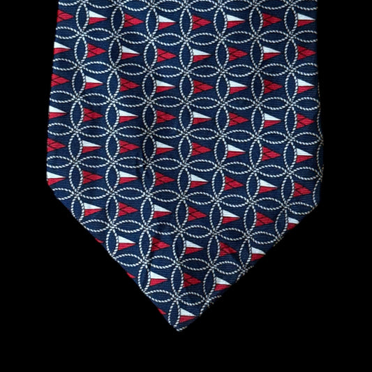 LANCEL Vintage Navy Blue Equestrian Silk Tie (9.5 cm by 149.5 cm)