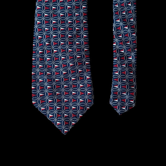 LANCEL Vintage Navy Blue Equestrian Silk Tie (9.5 cm by 149.5 cm)