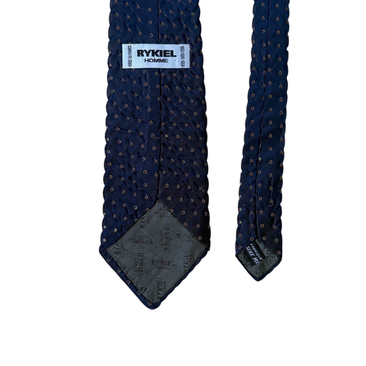 RYKIEL Homme Vintage Metallic Dark Purple Geometric Dots Silk Tie (9.3 cm by 153 cm)