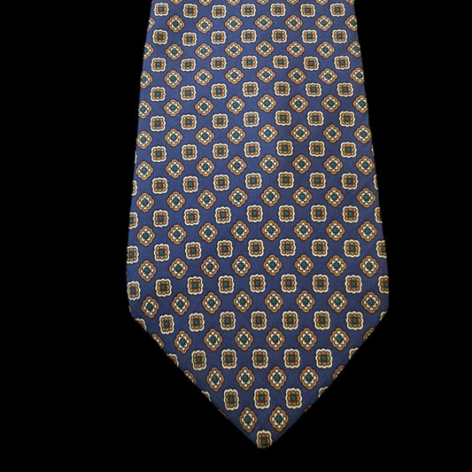 NINA RICCI Vintage Navy Blue Floral Dots Silk Tie (9.5 cm by 151 cm)