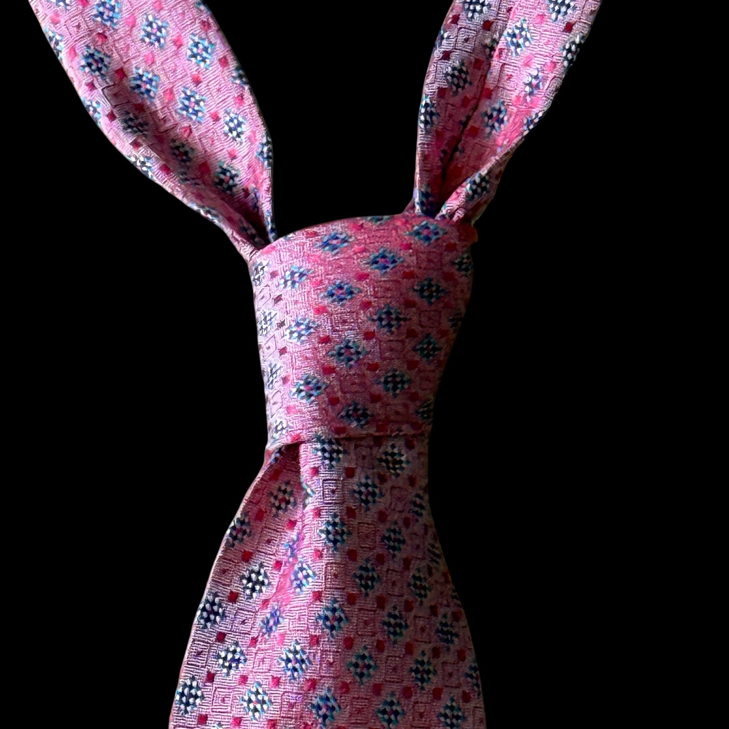 YSL Vintage Metallic Pink Floral Dots Silk Jacquard Tie  (8 cm by 145 cm)