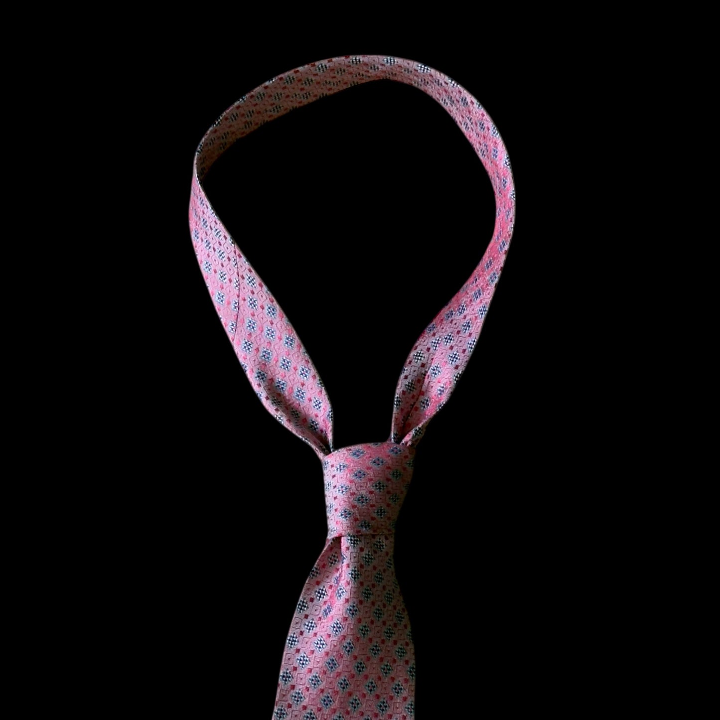 YSL Vintage Metallic Pink Floral Dots Silk Jacquard Tie  (8 cm by 145 cm)