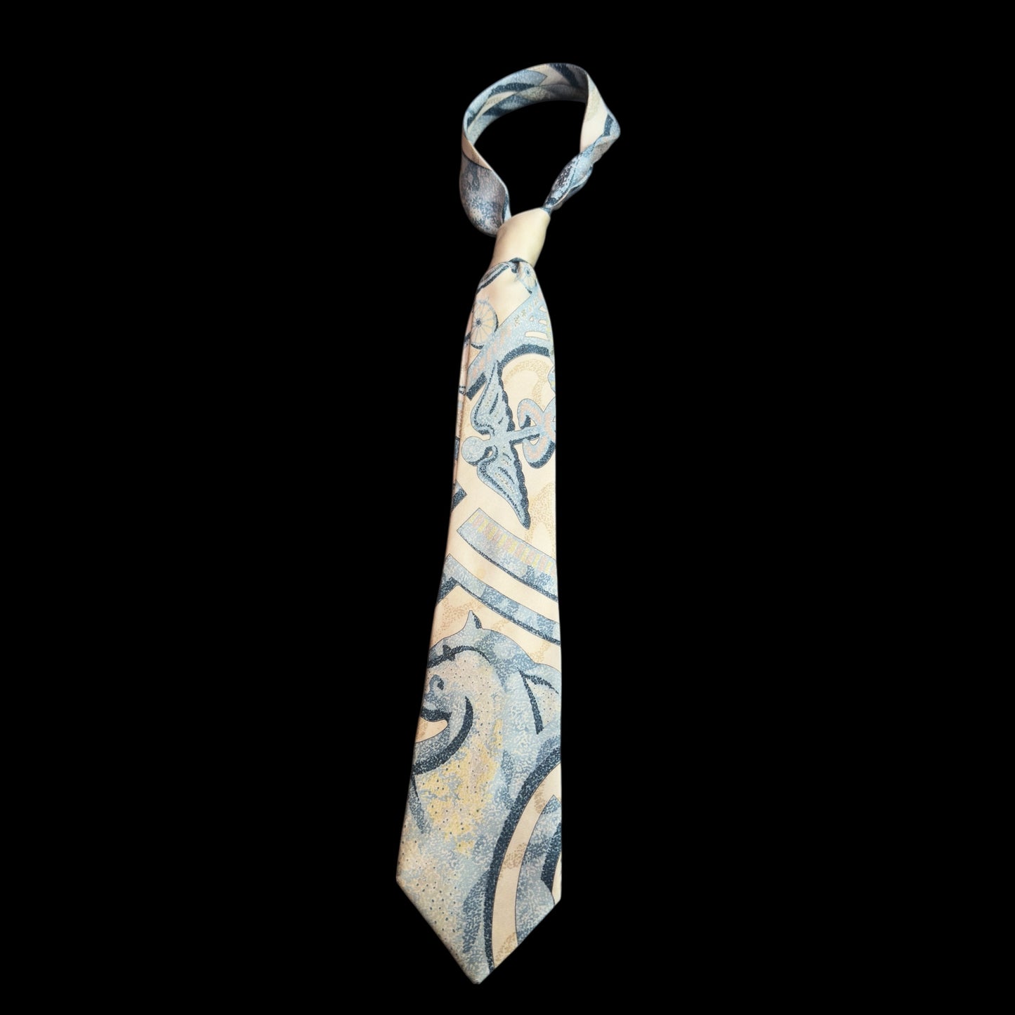 Vintage Off White Abstract Print Silk Tie by HERMES (8.5 cm by 144 cm) design by Zoe Pauwels.