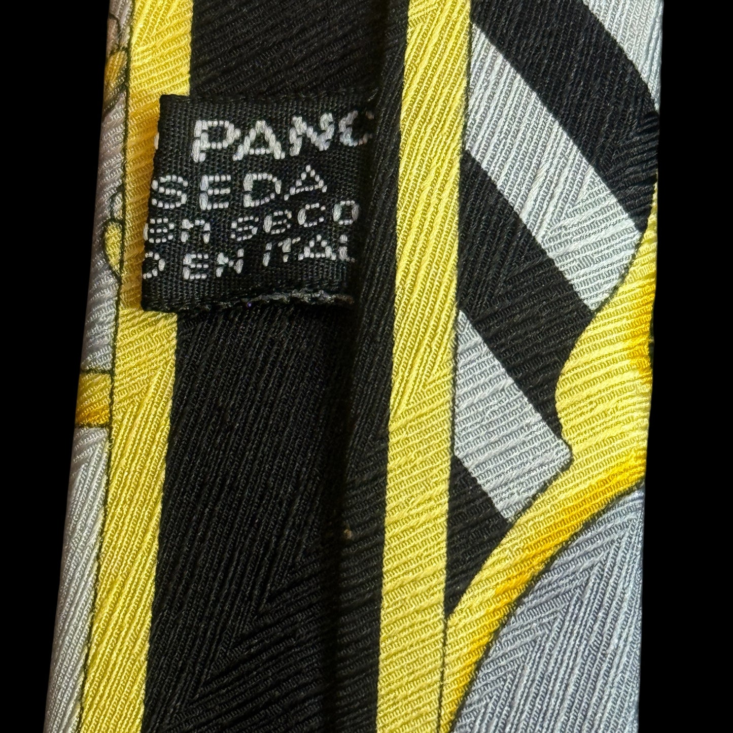 Vintage Silver Novelty Crepe Silk Jacquard Tie By VITALIANO PANCALDI (9.7 cm by 150.5 cm)