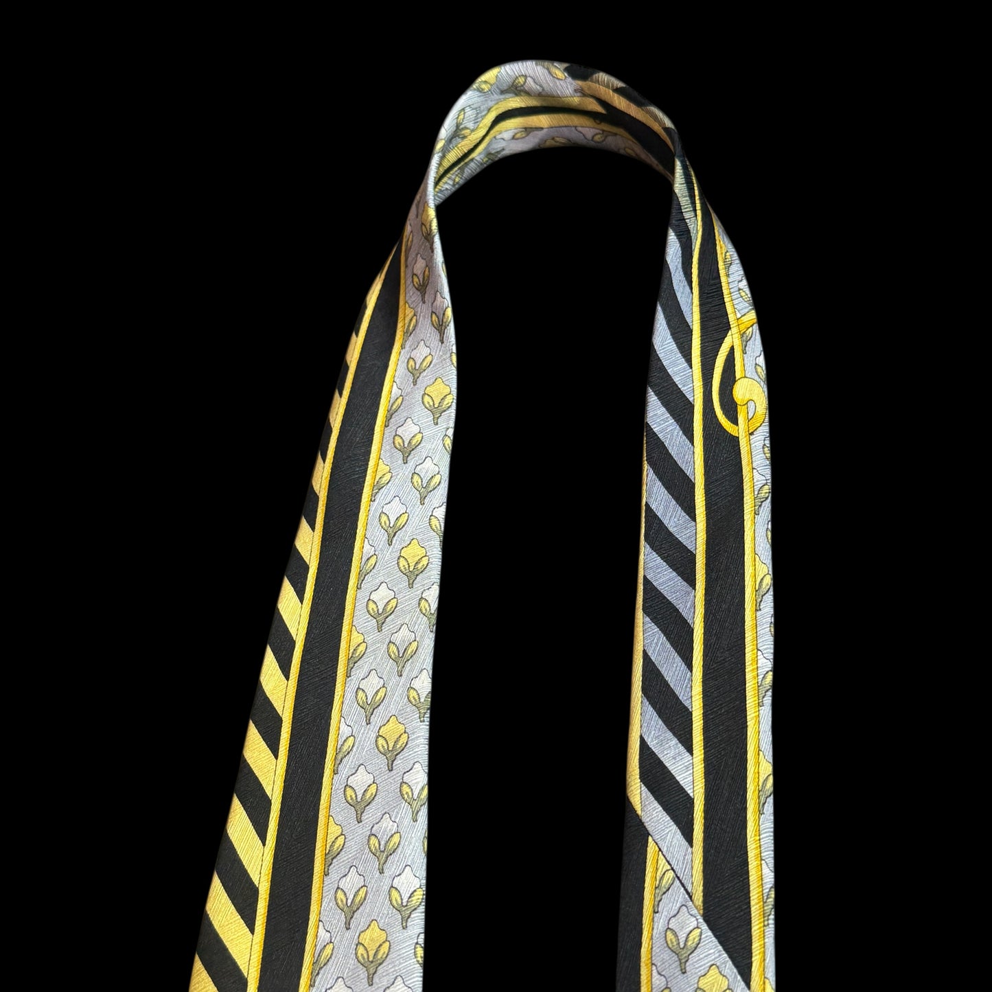 Vintage Silver Novelty Crepe Silk Jacquard Tie By VITALIANO PANCALDI (9.7 cm by 150.5 cm)