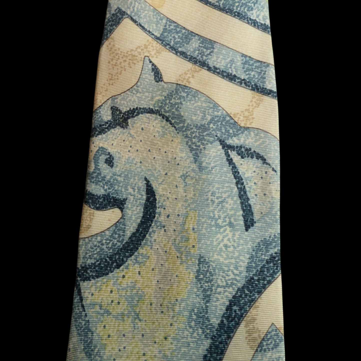 Vintage Off White Abstract Print Silk Tie by HERMES (8.5 cm by 144 cm) design by Zoe Pauwels.