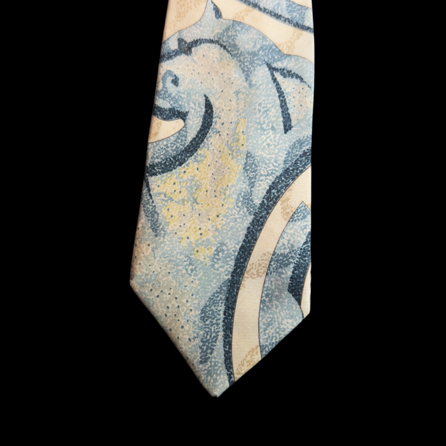 Vintage Off White Abstract Print Silk Tie by HERMES (8.5 cm by 144 cm) design by Zoe Pauwels.