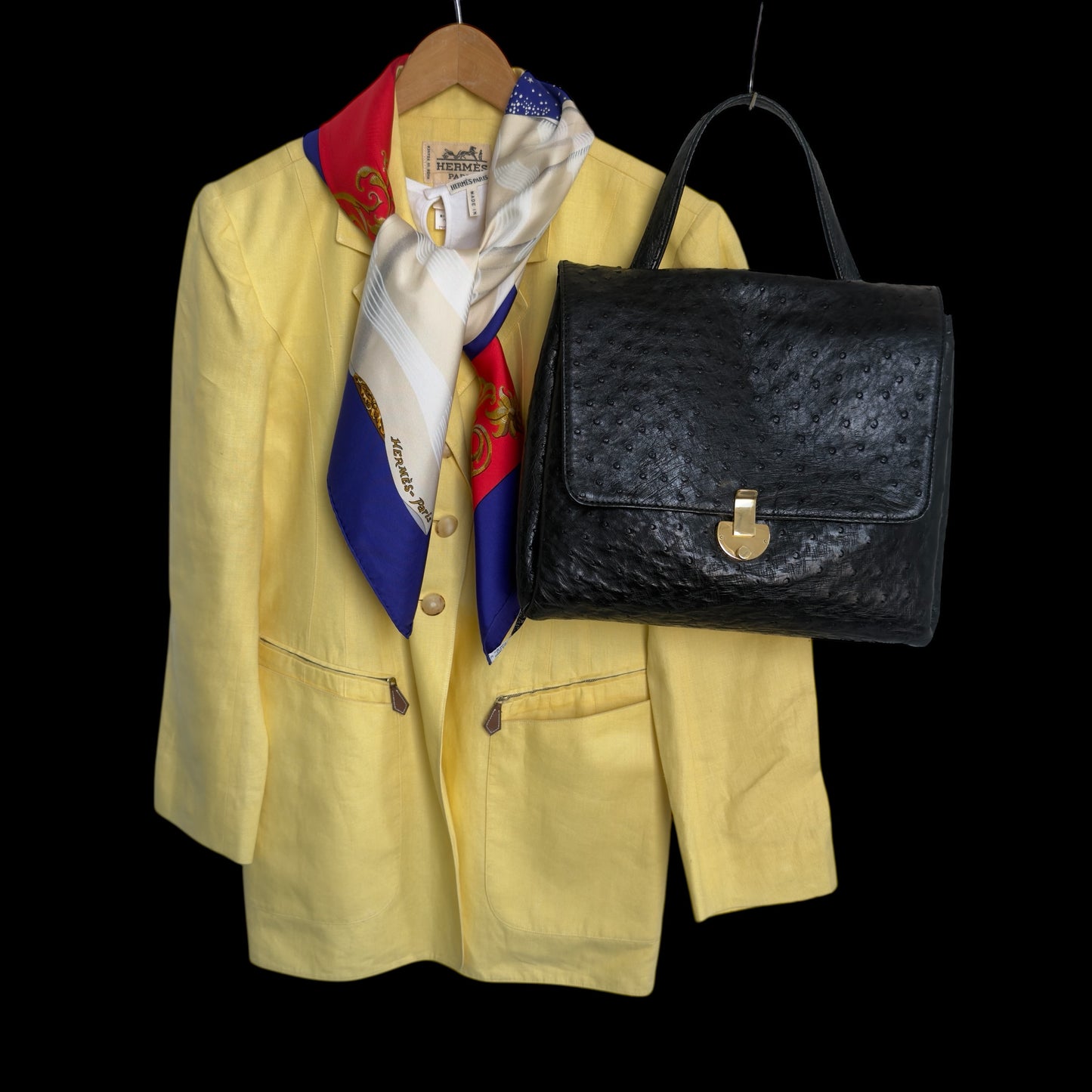 HERMES Vintage Yellow Linen Jacket. Size 42 (Small/Medium slim fit).