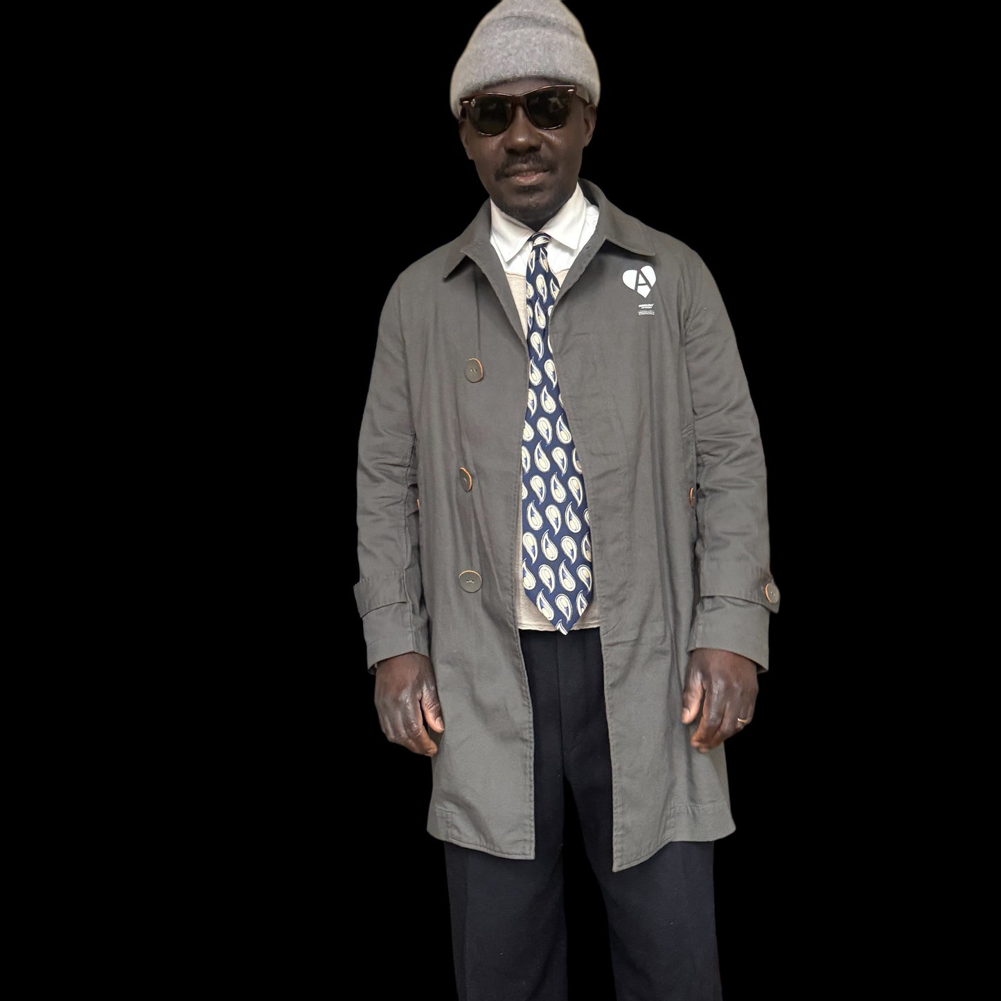 CECIL GEE Vintage Navy Blue Abstract Paisley Silk Tie (9 cm by 151 cm) Normal Front Width.