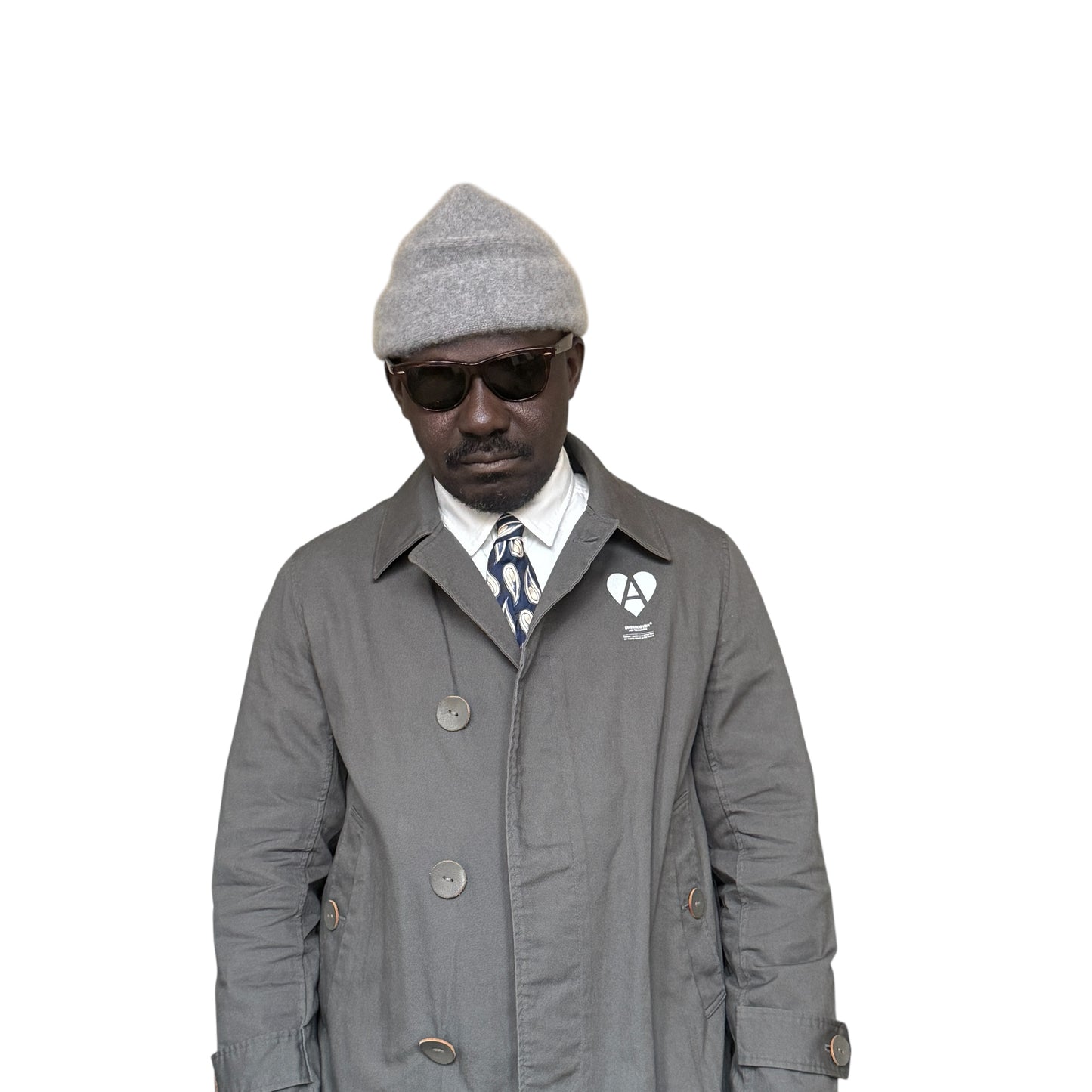 CECIL GEE Vintage Navy Blue Abstract Paisley Silk Tie (9 cm by 151 cm) Normal Front Width.