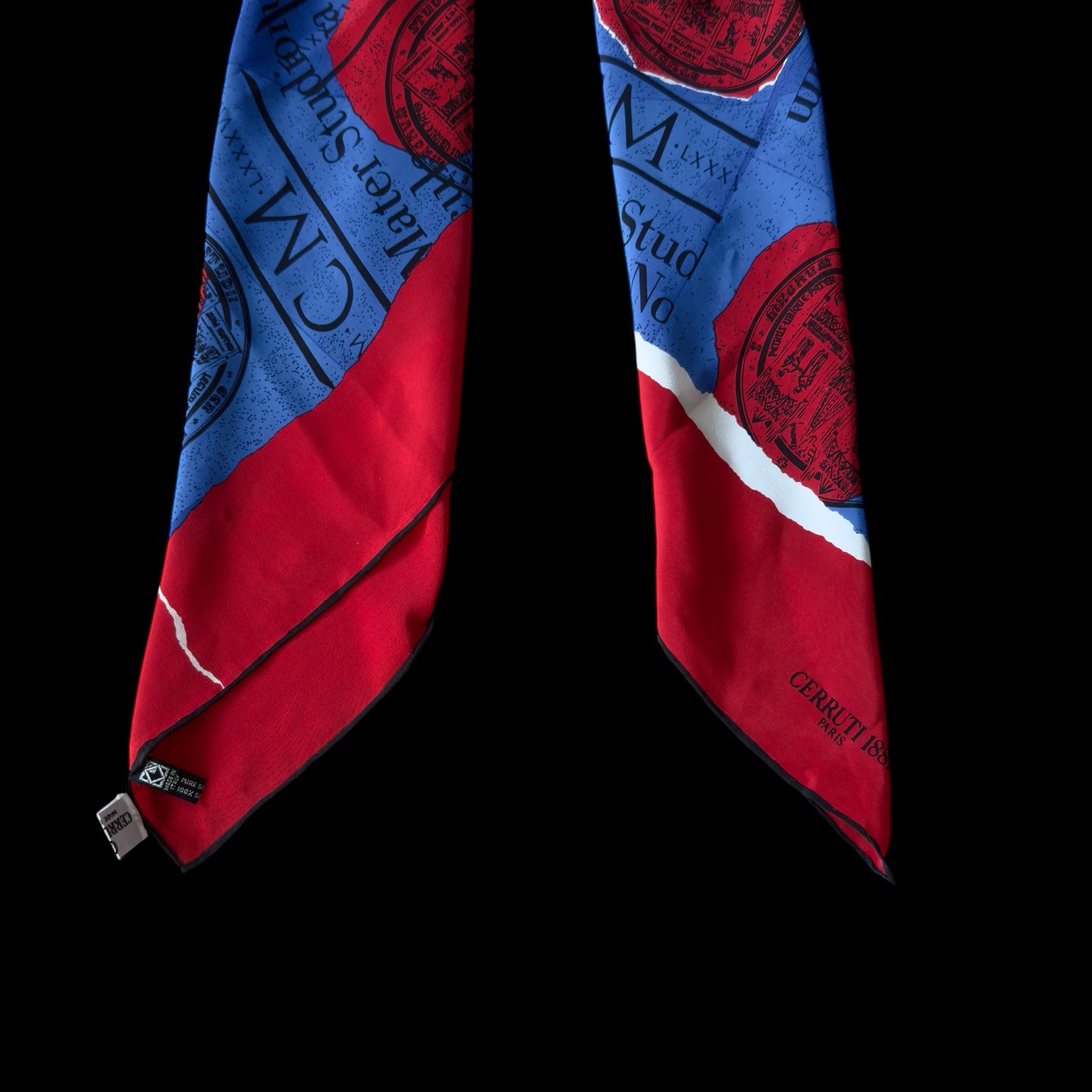 CERRUTI 1881 Vintage Electric Blue Novelty Crepe Silk Scarf. Hand rolled hem (80 cm by 85 cm)