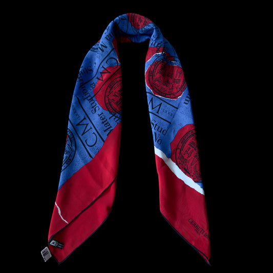 CERRUTI 1881 Vintage Electric Blue Novelty Crepe Silk Scarf. Hand rolled hem (80 cm by 85 cm)