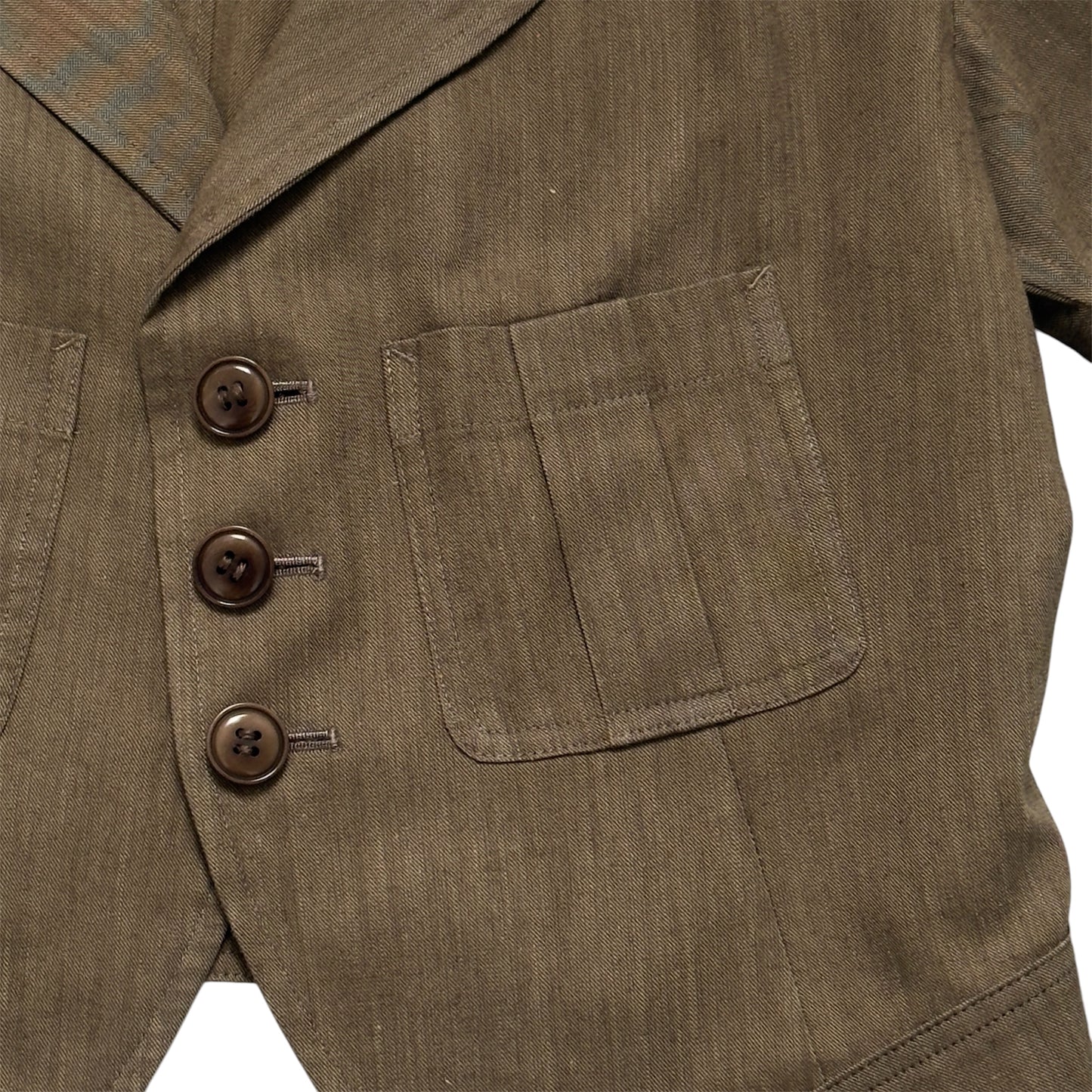 Y’s (YOHJI YAMAMOTO) Vintage Khaki Green Short Sleeve Lightweight Jacket.