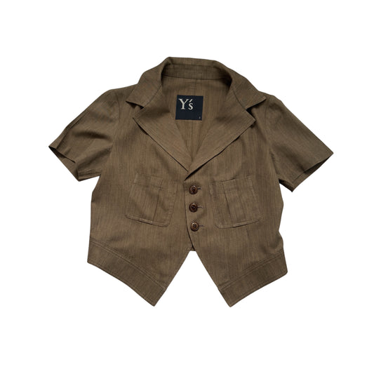 Y’s (YOHJI YAMAMOTO) Vintage Khaki Green Short Sleeve Lightweight Jacket.